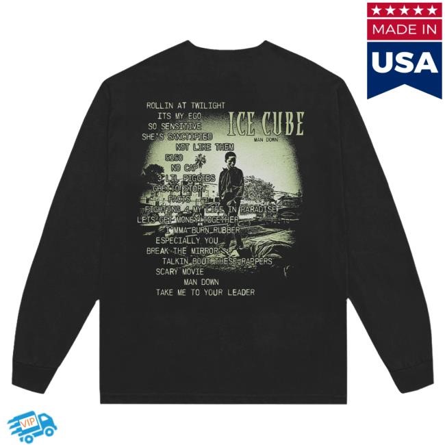 Original Icecube Merch Store Ice Cube Man Down Long Sleeve Crewneck Sweatshirt