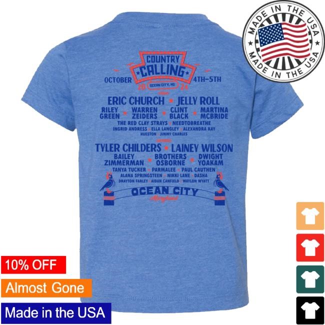 Oceans Calling Festival Shop Merch Toddler Country Calling Crab Tee Shirt