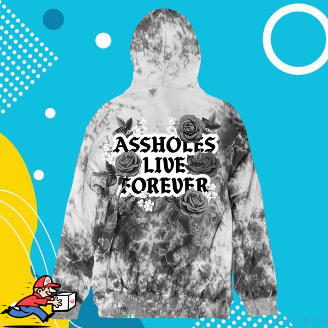 Official Linda Finegold Store Shop Alf Assholes Live Forever Black Roses Graphite Tie Dye Tee Shirt Lindafinegold Clothing Tie-Dye