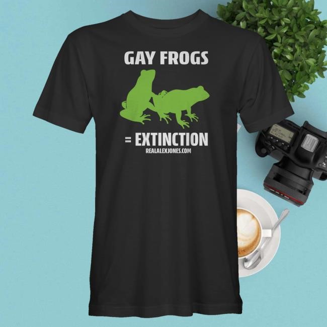 Trending Thealexjonesstore Merch Gay Frogs Extinction Funny Shirt