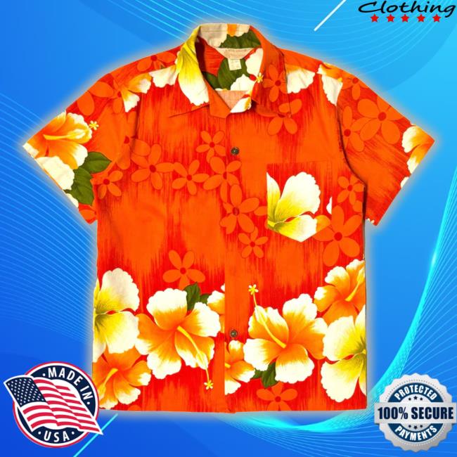 1970’S Royal Hawaiian Made In Usa Selvedge Crepe Loop Collar S/S B.D. Hawaiian Tee Shirt