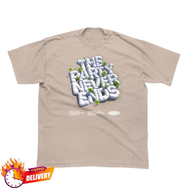 Original The Party Never Ends Tan T-Shirt The Chainsmokers Shop Merch Store