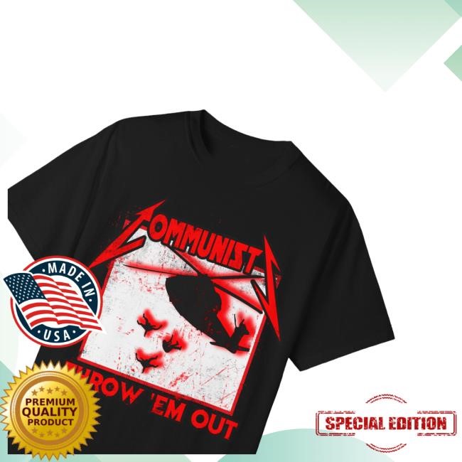 Official Mostly Peaceful Merch Shop Store Communists Throw Em Out Helicopter Tee