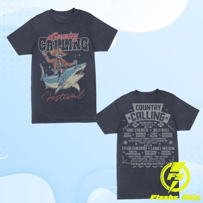 Oceans Calling Festival Merch Store Shop Country Calling Cowboy Shark Lineup Tee