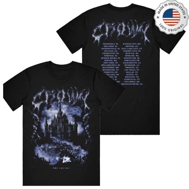 Trending Crown The Empire Band Merch Store Castle 2024 Tour Tee - Black t-shirt, hoodie, tank top, sweater and long sleeve t-shirt