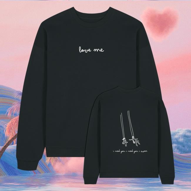 Original Levent Geiger Merch Shop Love Me Swing Crewneck Black Hooded Sweatshirt