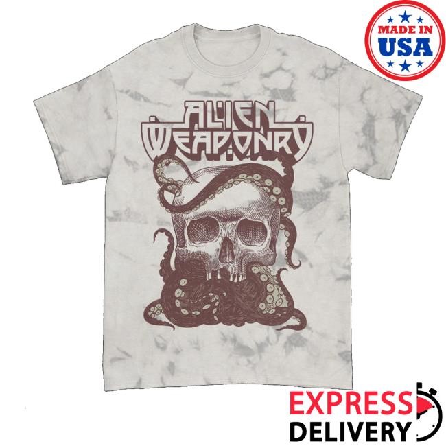 Alien Weaponry Merch Tenta Skull Silver Crystal Dye T-Shirt