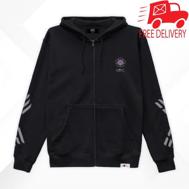 Original Kore Limited Merch Store Shop Mugunghwa Stripe Zip Up Shirts (Black) Korelimited