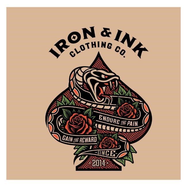 Iron And Ink Fitness Merch Snake Spade Oversized Heavy Wt Tee Shirt Dusty Rose