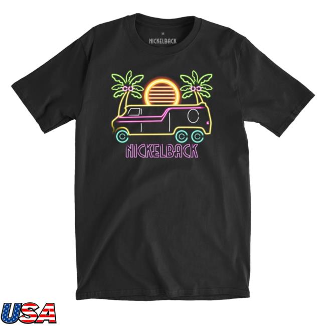 Nickelback Merch Neon Beach Black Tee Shirt
