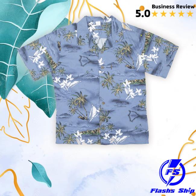 Official Palmwave Mens Hawaiian Tee Shirt Blue Floral