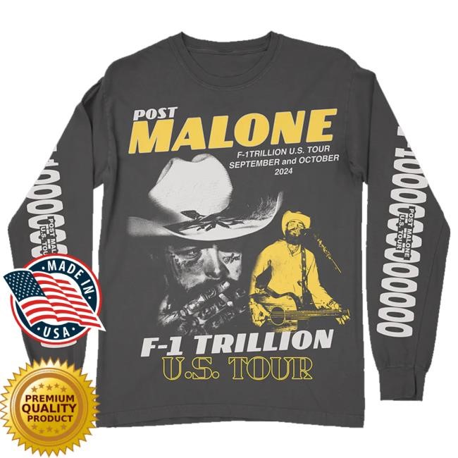 Post Malone Merch F-1 Trillion Charcoal Long Sleeve Funny Shirt