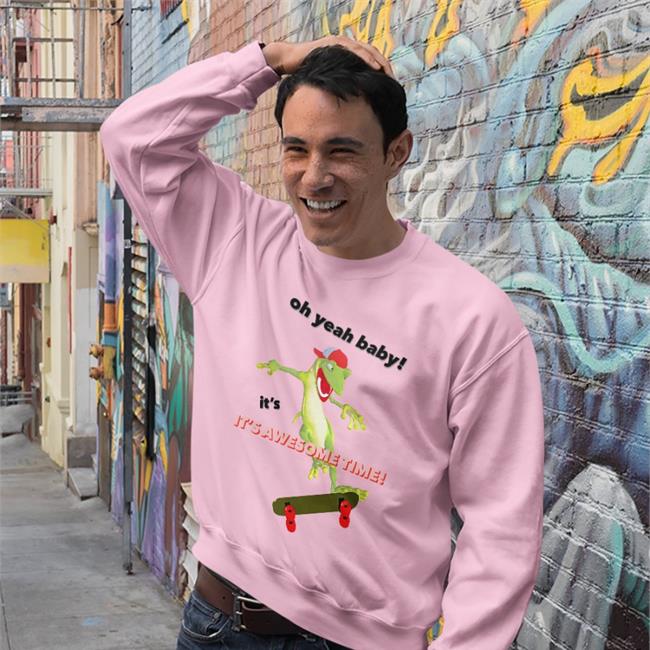 Gecko Skateboard Coolshirtz Oh Yeah Baby It's Awesome Time Shirt
