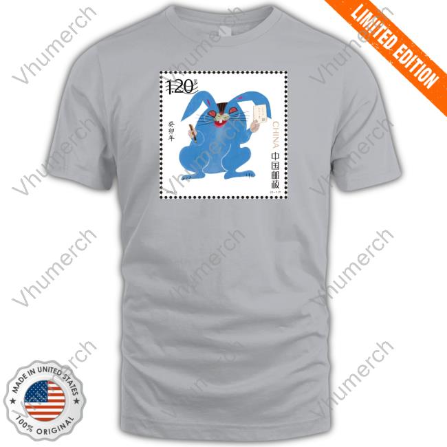 Manya Koetse Chinese Blue Rabbit Zodiac Stamps Long Sleeve Tee