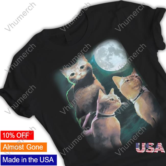 Three Cats And The Moon T Shirt