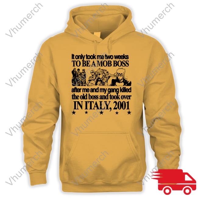 Hoshi Pieces Merch It Only Took Me Two Weeks To Be A Mob Boss After Me And My Gang Killed The Old Boss And Took Over In Italy 2001 T-Shirts