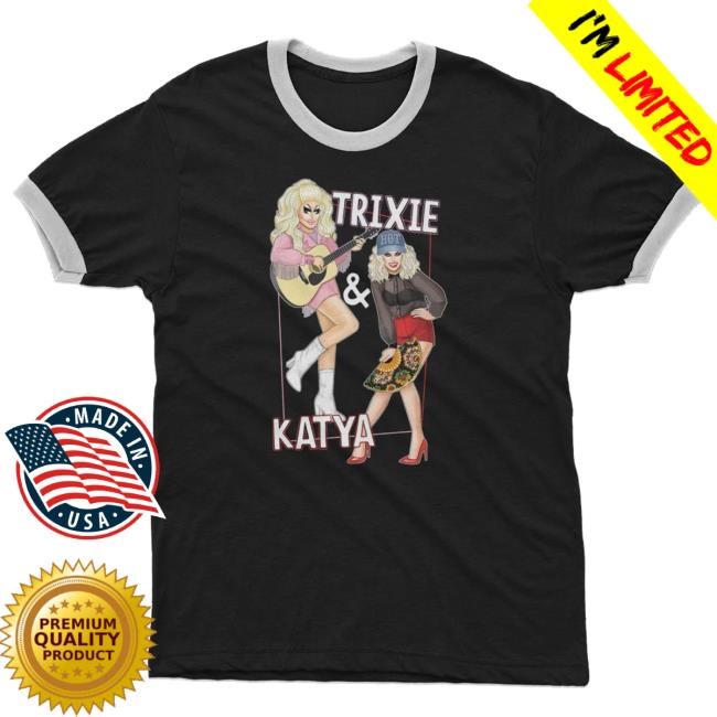 Official Dragqueenmerch Trixie And Katya British Mod Adult Ringer Crewneck Sweatshirt
