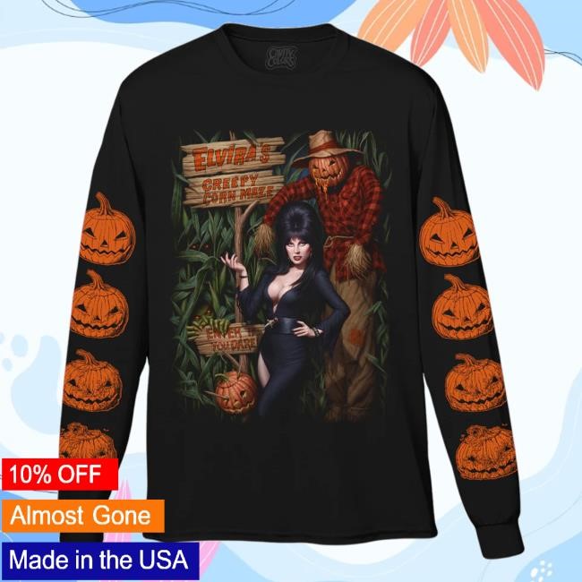 Cavitycolors Store Elvira's Creepy Corn Maze Hooded Sweatshirt