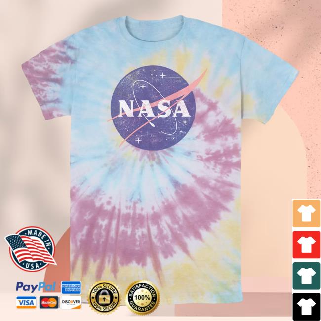 Official Kohls Apparel Clothing Store Shop Merch Licensed Character NASA Distressed Simple Logo Wash Tie Dye Shirt