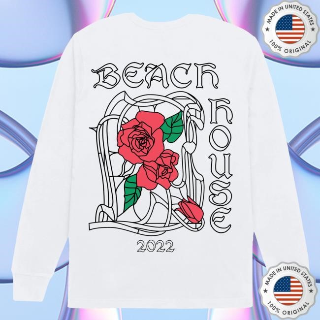 Beach House Baltimore Merch Store Rose Stained Glass White Long Sleeve Hoodie