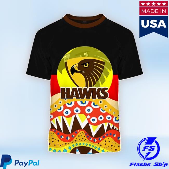 Afl Hawthorn Hawks Dinky Di Lover Aboriginal Flag X Indigenous Tee