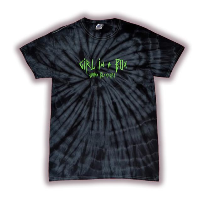 Official Emma Blackery Shop Girl In A Box Green Text Logo Black T-Shirts