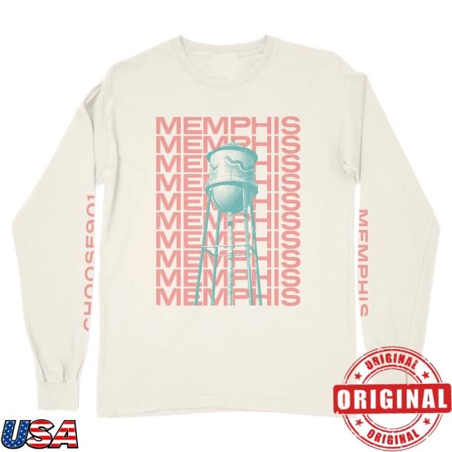Choose901 Merch Shop Halftone Broad Ave Water Tower On Ivory Long Sleeve t-shirt, hoodie, tank top, sweater and long sleeve t-shirt