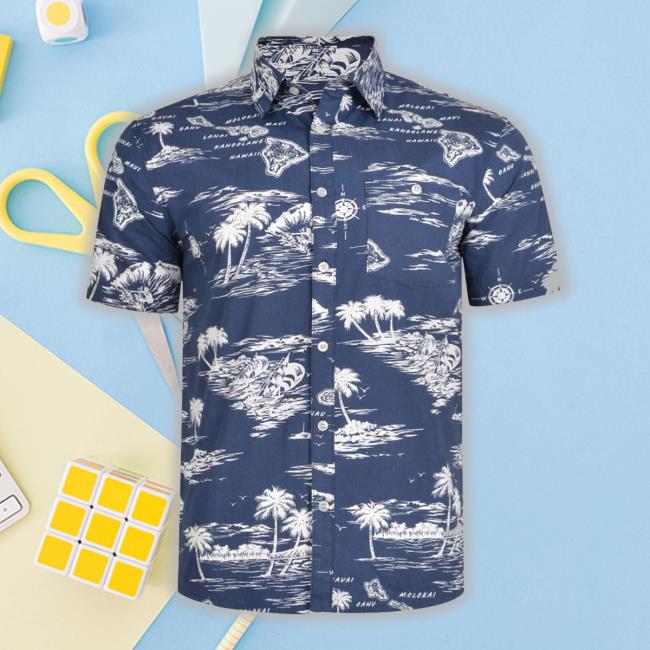 D-Struct Mens Hawaiian Print New Shirt