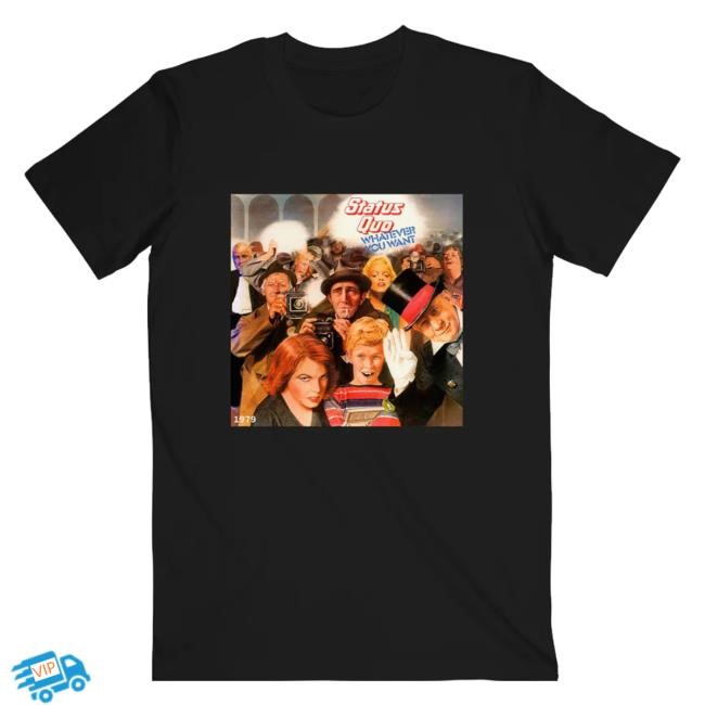 Official Status Quo Merch Whatever You Want' 45Th Anniversary Track Tee Black Long Sleeve Shirt