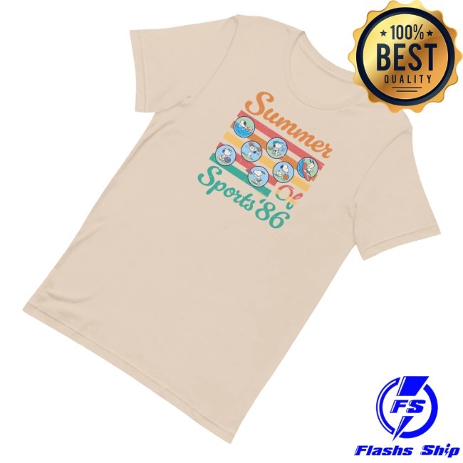 Official The Peanuts Store Merch Peanuts Summer Of Sports '86 Tee Shirt