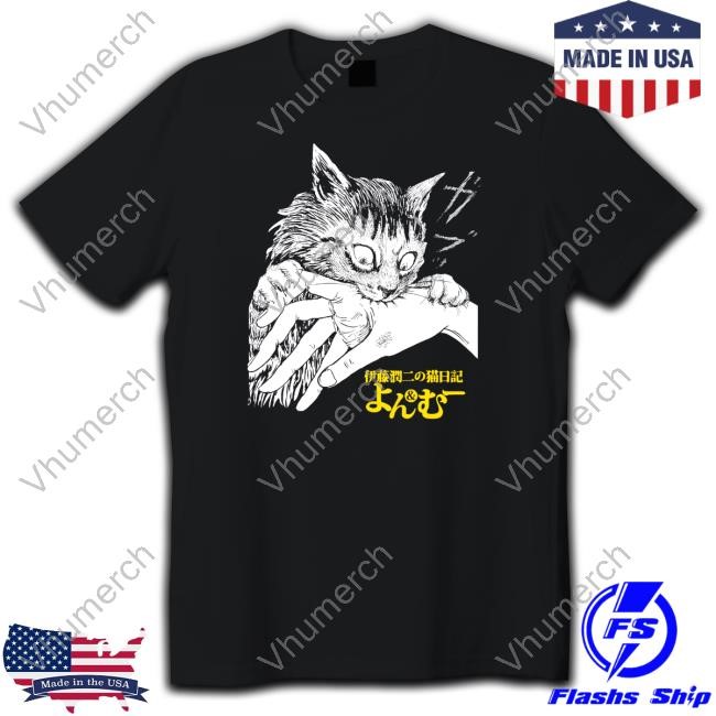 Zade Wearing Junji Ito's Cat Diary Yon & Mu Cat Bite Tee