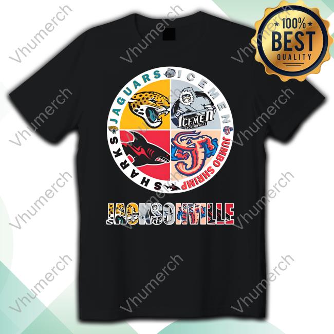 Jacksonville Circle Logo Sport Teams Jaguars Icemen Shark Jumbo T Shirt