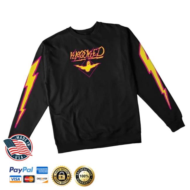 Official Blacksheepskateshop Merch Krooked Skateboards Bird Lightening Crewneck Black Hoodie