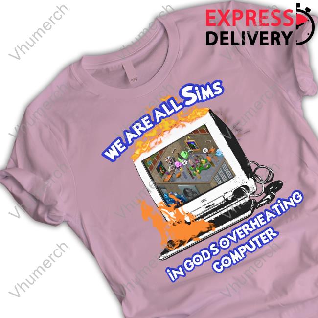 Thegoodshirts We Are All Sims In God's Overheating Computer Long Sleeve Tee Shirt