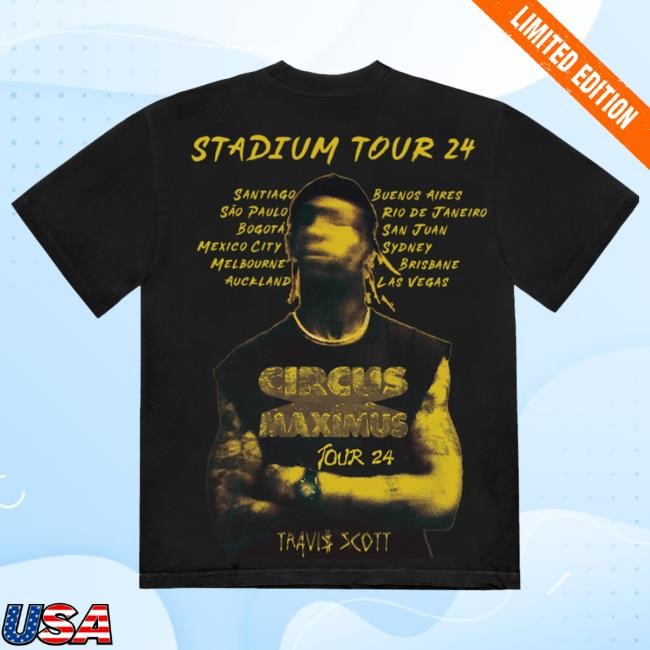 Official Travis Scott Merch Tour 24 Black Hooded Sweatshirt