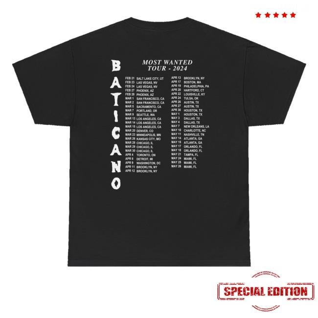 Merch Badbunny Official Most Wanted Tour Baticano Tour Dates Black Class Shirt