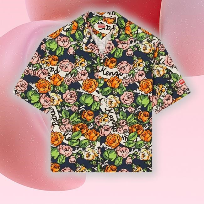 Minishopmadrid Merch Kenzo Hawaiian Flower Midnight Blue Tee