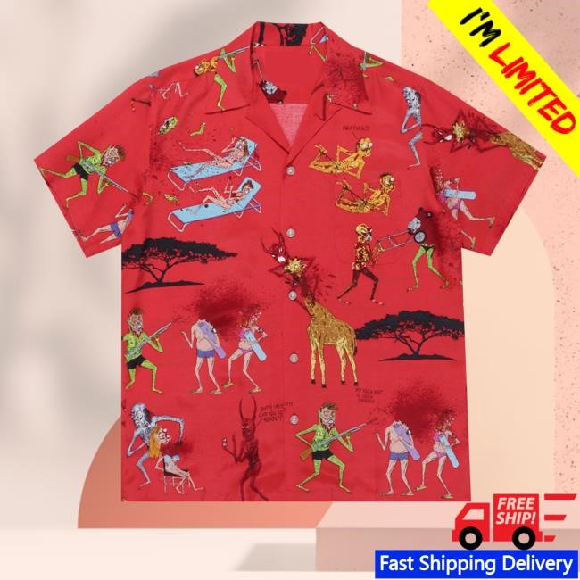 Hypebeast Merch Store Neck Face And Wacko Maria Cover Hawaiian New Shirt With Frightening Illustrations