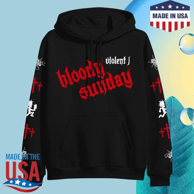 Official Icp Merch Clothing Store Insane Clown Posse Violent J Bloody Sunday Con Black Crew neck Sweatshirt
