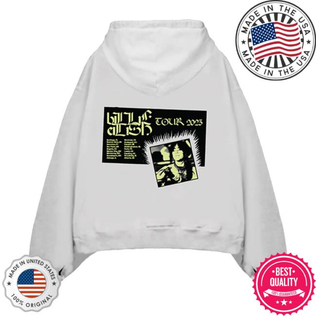 Official Interscope Records BillieEilish Merch Clothing Store Billie Eilish On Stage Off White Tour 2023 Pullover Sweatshirt