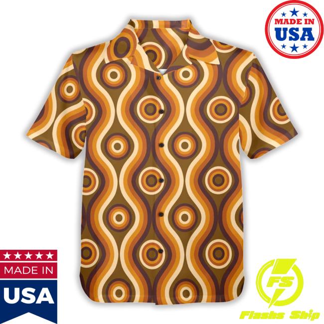Brown Retro Vintage 1970S Disco Vintage Men Big Collar Hawaiian Hoodie