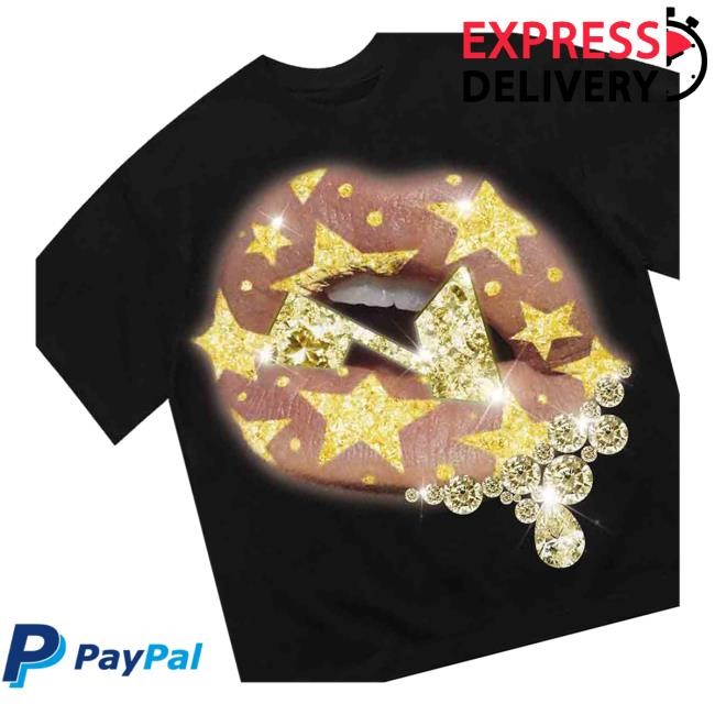 Gold Star Shimmering Lip Print Shirt Noissey Merch Store