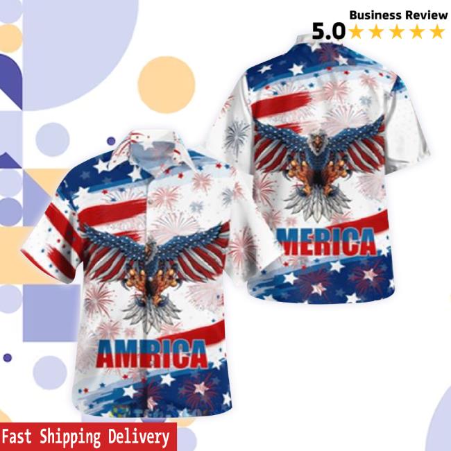 Official 4Th Of July Independence Day Eagle America Hawaiian t-shirt, hoodie, tank top, sweater and long sleeve t-shirt