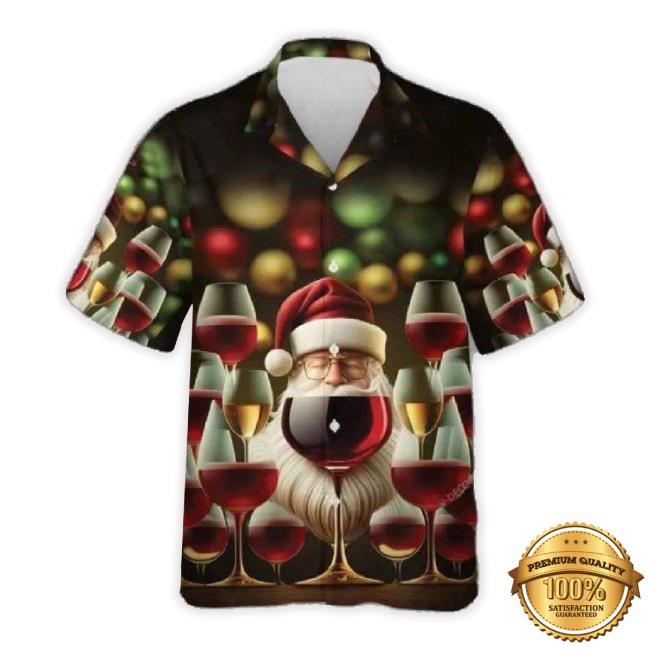 Trending Christmas Hawaiian Shirt, Christmas Wine Santa Claus Aloha Hawaiian Shirt, Xmas Hawaiian Sweater