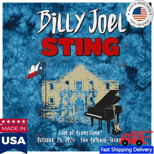 Billy Joel Shop Billy Joel & Sting 10-25-24 San Antonio Event Tie Dye Hoodie Sweatshirt
