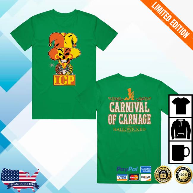 Official Icp Merch Clothing Store Insane Clown Posse Carnival Of Carnage Hallowicked Green Tees