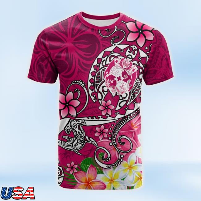 Tonga Long Sleeve Tee Turtle Plumeria (Pink)