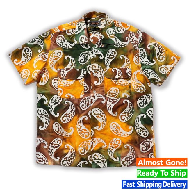 Beams Open Collar Short Sleeve Batik Hawaiian Classic Shirt