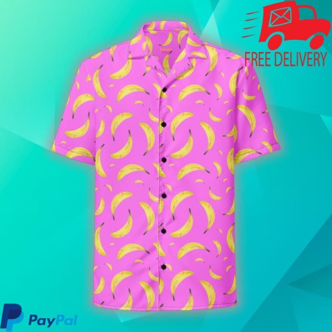 Bananapalooza Pattern Pink Hawaiian Tee Shirt