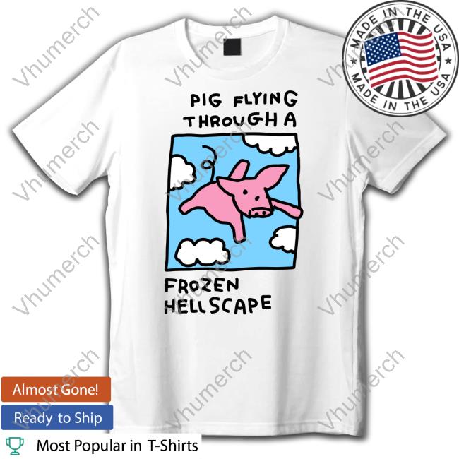 Pig Flying Through A Frozen Hell Scape Tees
